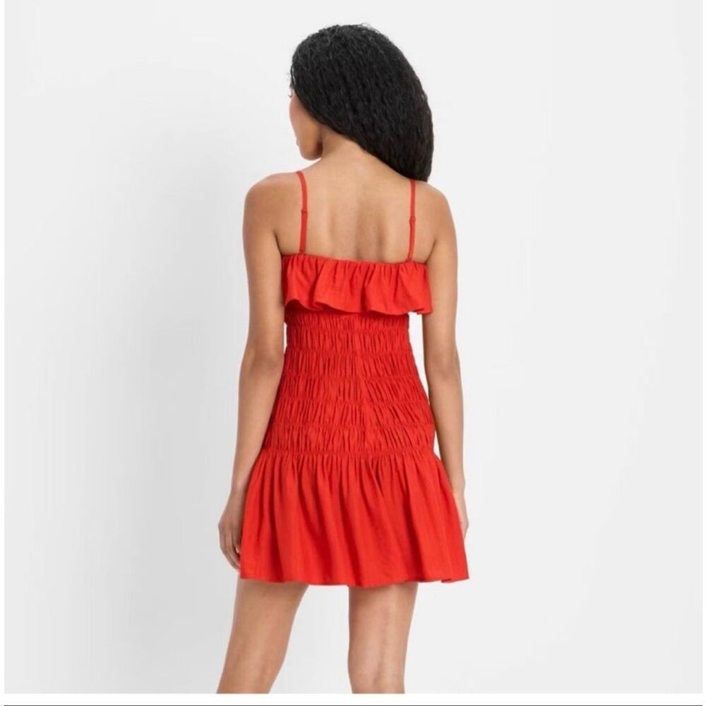 Future Collective Red Drop Waist Ruffle Dress Size Small New - Picture 2 of 3